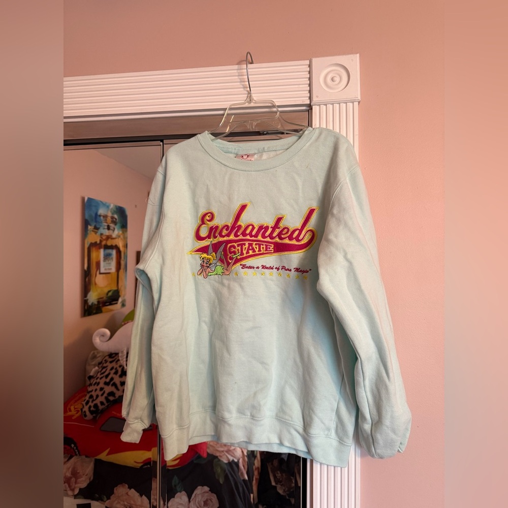 90s enchanted state Disney tinkerbell Mint Green Sweatshirt